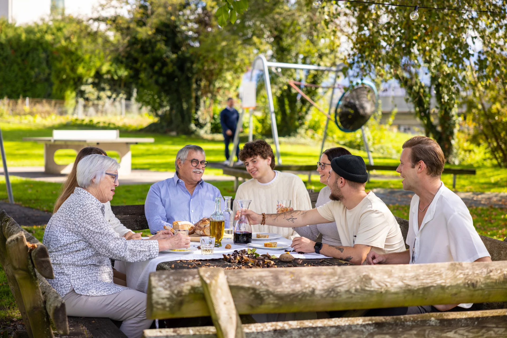 Outdoor meal gathering